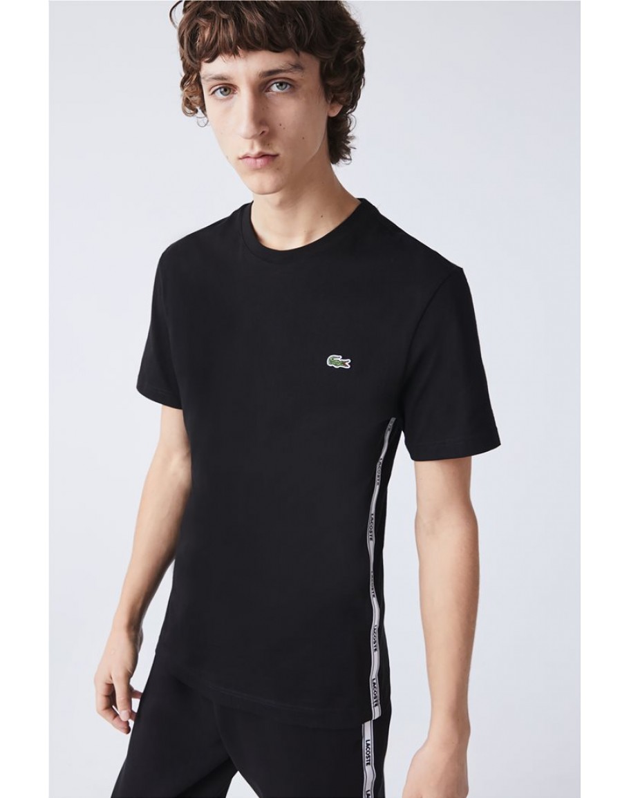 men\'s monochrome Fit T-shirt with logo embroidered Lacoste Regular Black