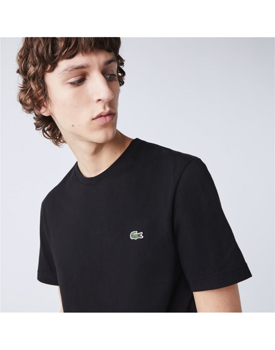 Lacoste men\'s T-shirt monochrome with embroidered logo Regular Fit Black